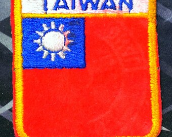 Vintage Taiwan Embroidered Shield Patch 2 1/2''