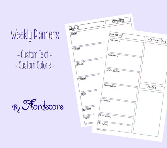 items similar to blank weekly planner on etsy