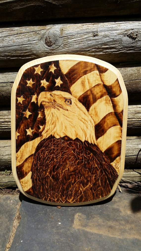 Items similar to American Flag Eagle Woodburning on Etsy