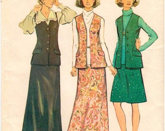 Vintage UNCUT Simplicity Look Slimmer Pattern 6040 - Misses Skirt and Vest - Size 14.5