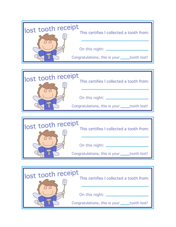 DIY print tooth fairy receipts boy tooth fairy by CMLDesigns