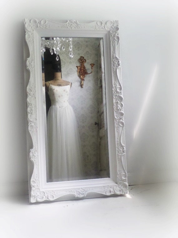 A N T I Q U E Leaning Mirror Ornate White Mirror Shabby Chic