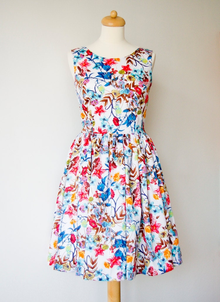 Vintage inspired bridesmaid dress Spring Flowers Last one