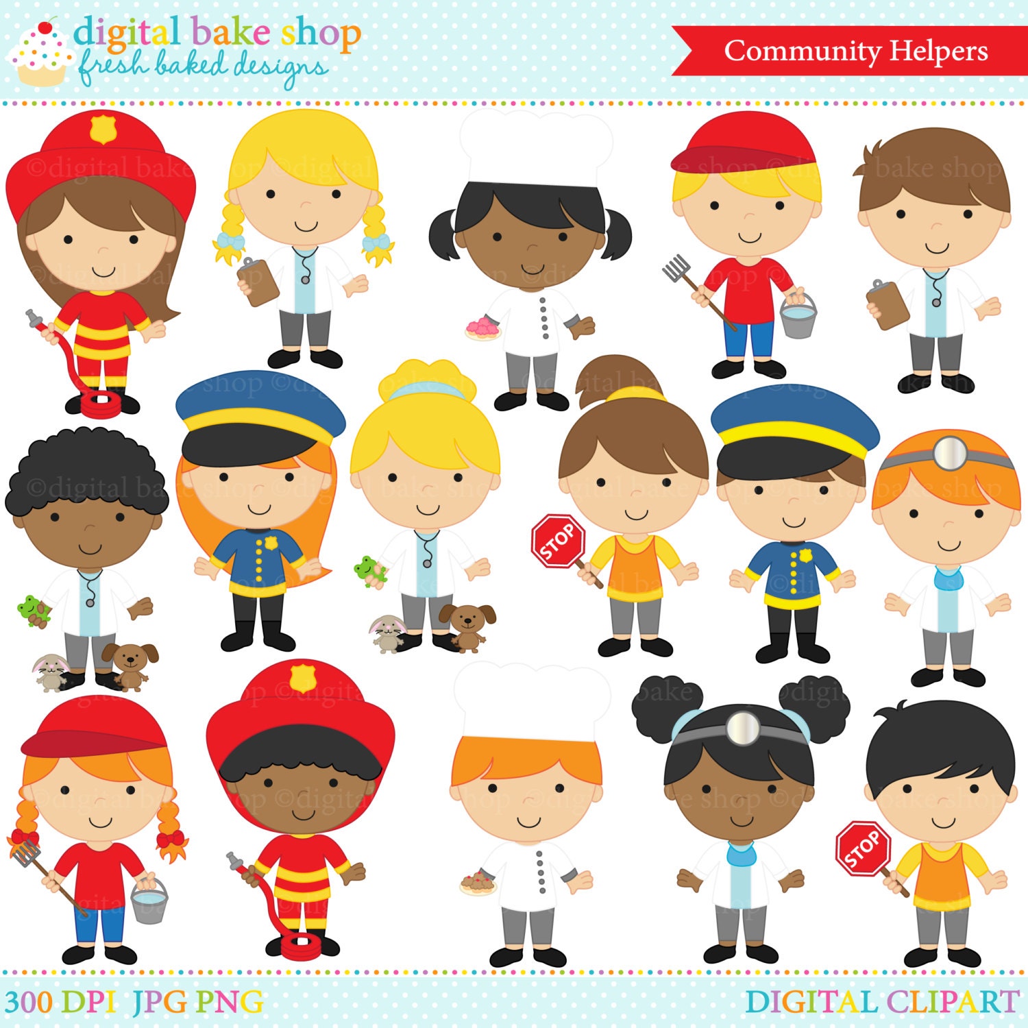 clipart clip art digital community helpers by DigitalBakeShop