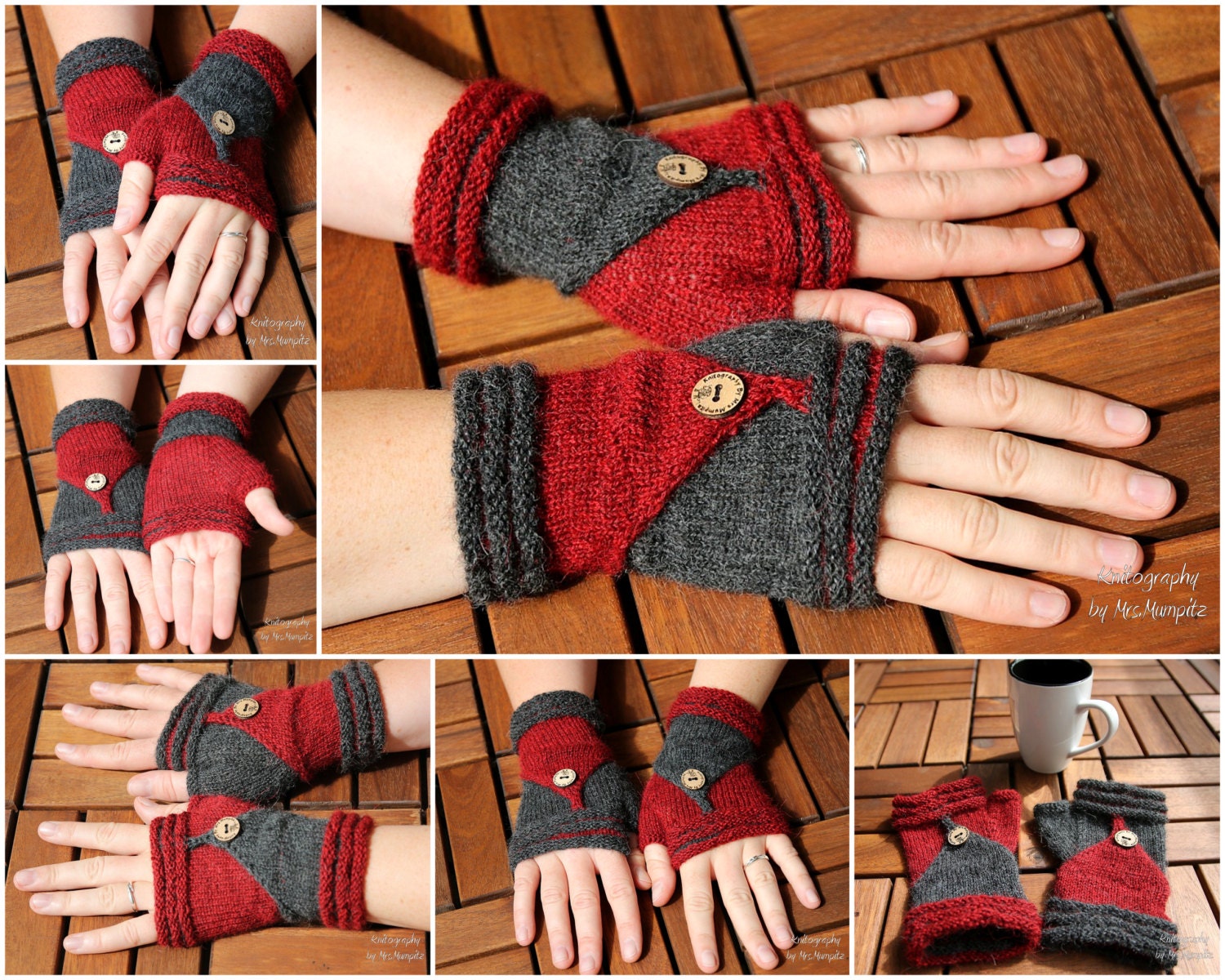 Fingerless Mittens Follow Me knitting pattern PDF