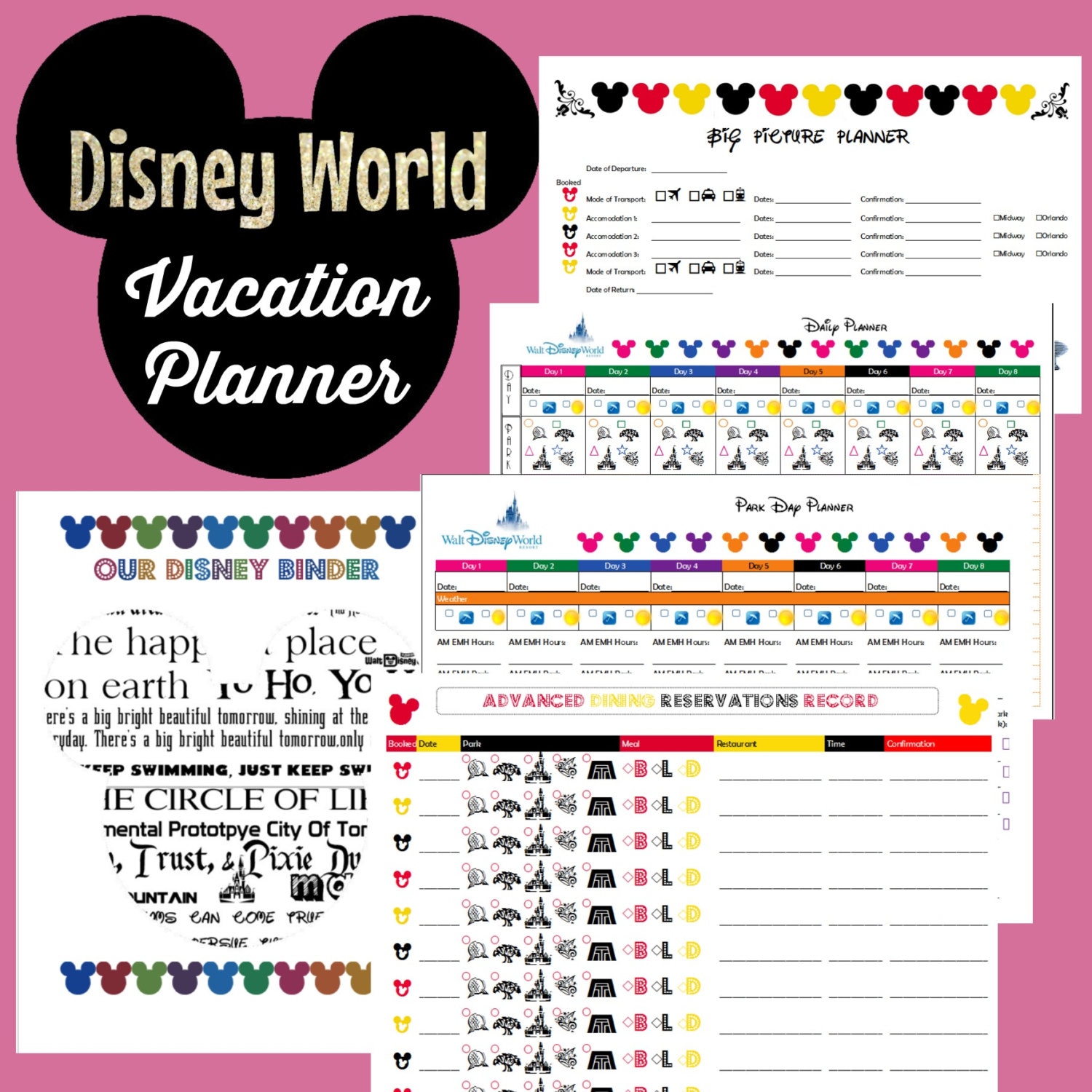 Disney World Vacation Planner Binder Set for 9 Day by 