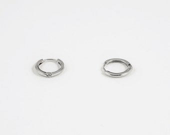 Sterling Silver Hoop Huggie Earrings 10mm / 12mm Small