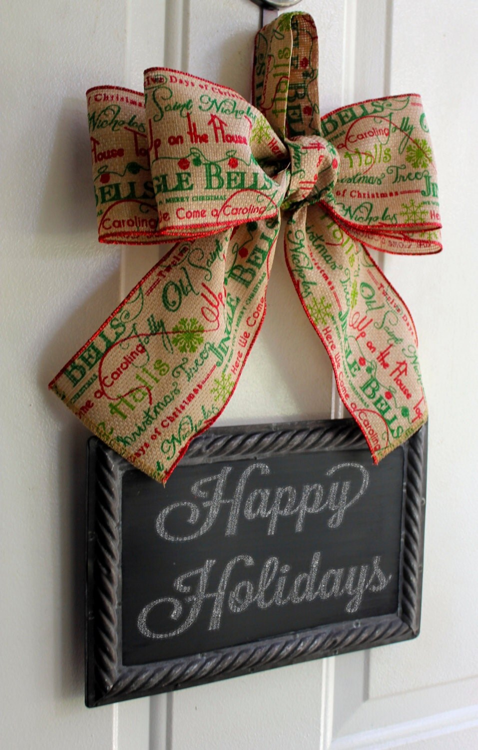 Christmas Wreath Alternative Metal Hanging Sign CHALKBOARD