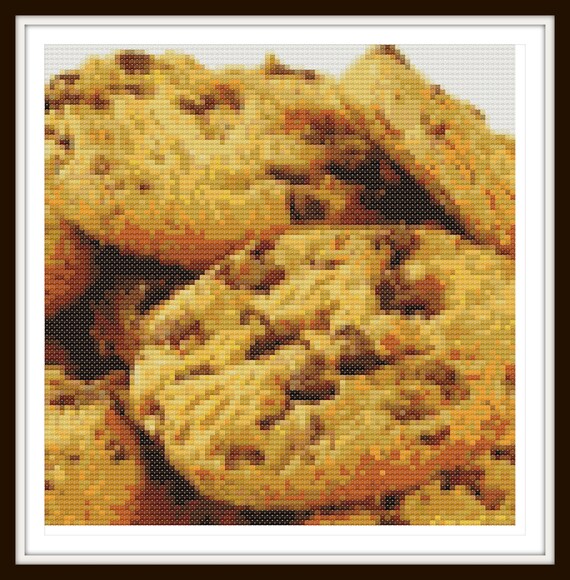 Counted Cross Stitch Pattern Chocolate Chip Cookies Color