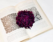 brooch hairpin crimson purple chrysanthemum , author handmade, natural silk. Size 5"=12 cm. Ready to ship.