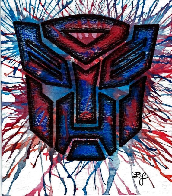 Transformers Autobot X In Watercolor Painting Colored