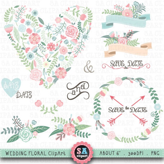 Wedding Clipart WEDDING FLORAL clip art pack