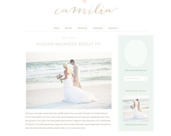 Responsive Wordpress Theme - Blog Design - Premade Wordpress Template - Mint Lace Romantic Feminine Pretty Beautiful Vintage Beach Wedding