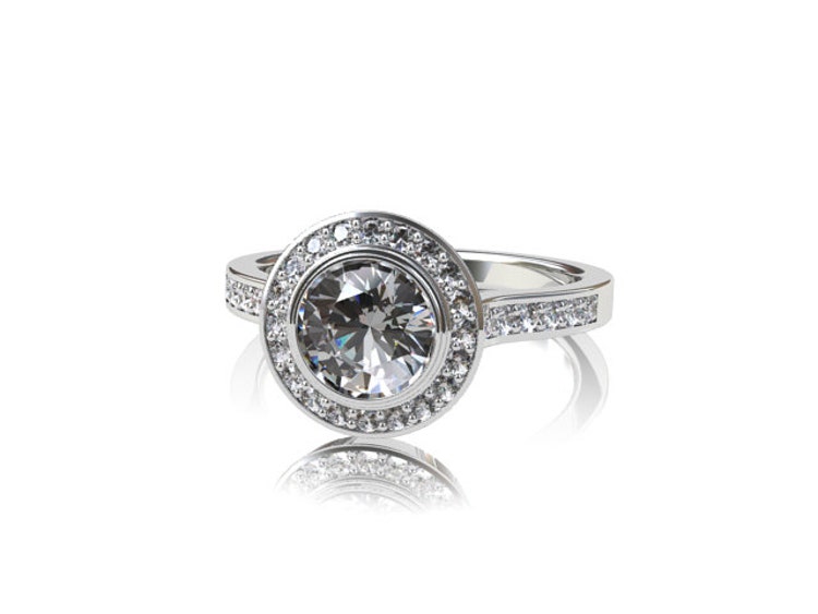 White sapphire engagement ring halo ring by TorkkeliJewellery