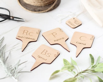 CHRISTMAS VEG MARKERS Wooden Periodic Table Plant Posts Gifts For Allotment Gardeners Green Fingers Stocking CHRISTMAS VEG MARKERS Wooden Periodic Table Plant Posts Gifts For Allotment Gardeners Green Fingers Stocking