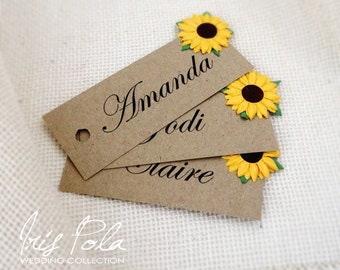 sunflower barn wedding name tags wedding place name