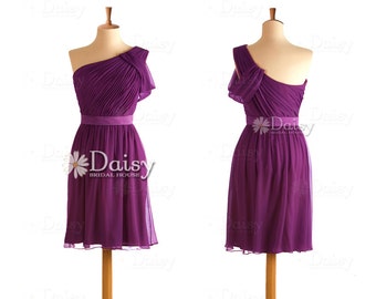 Short Purple bridesmaid dress,Chiffon Party Dress,Deep Violet Formal ...