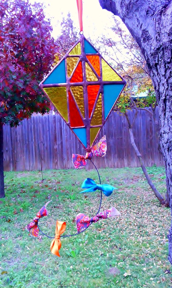 Stained Glass Kite Suncatcher Tiffany Glass Art by JBsGlassHouse