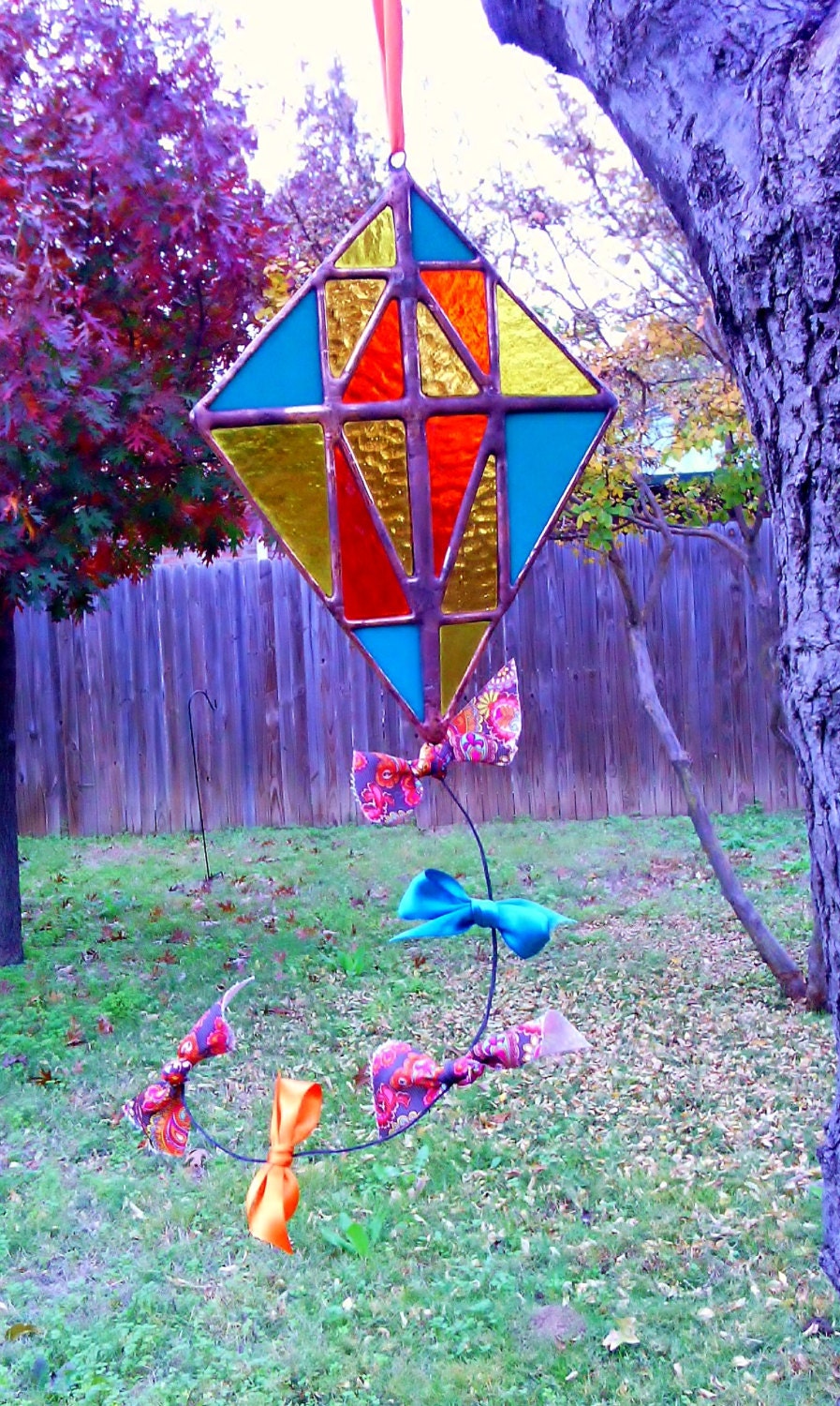 Stained Glass Kite Suncatcher Tiffany Glass Art by JBsGlassHouse