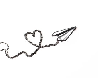 Paper Airplane Love Necklace Valentines Day Gift Jewelry Paper Airplane Love Necklace Valentines Day Gift Jewelry