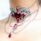 Red Gothic Choker  - Ruby Red Jewels on Silver Choker - Gothic Victorian Jewelry