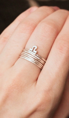 Libra Zodiac Ring - Stacking Ring