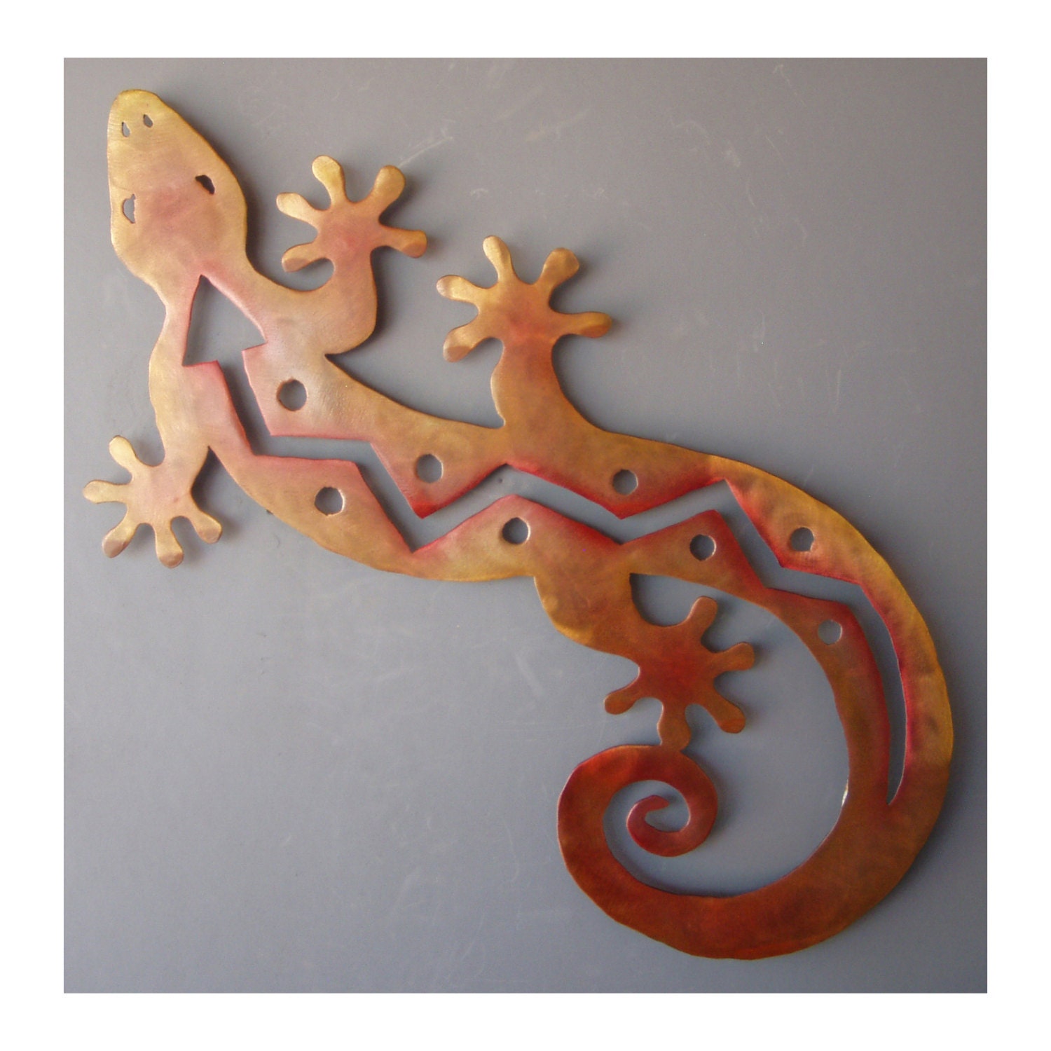 Gecko Lizard Metal Wall Hanging Southwest Art Rusted with