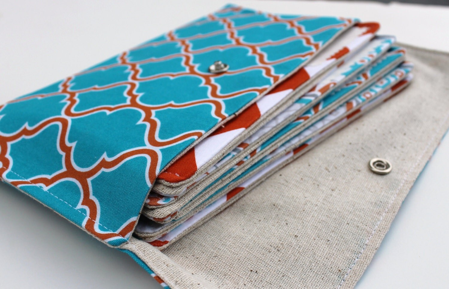 Cash budget wallet Turquoise Blue Orange 5 envelopes