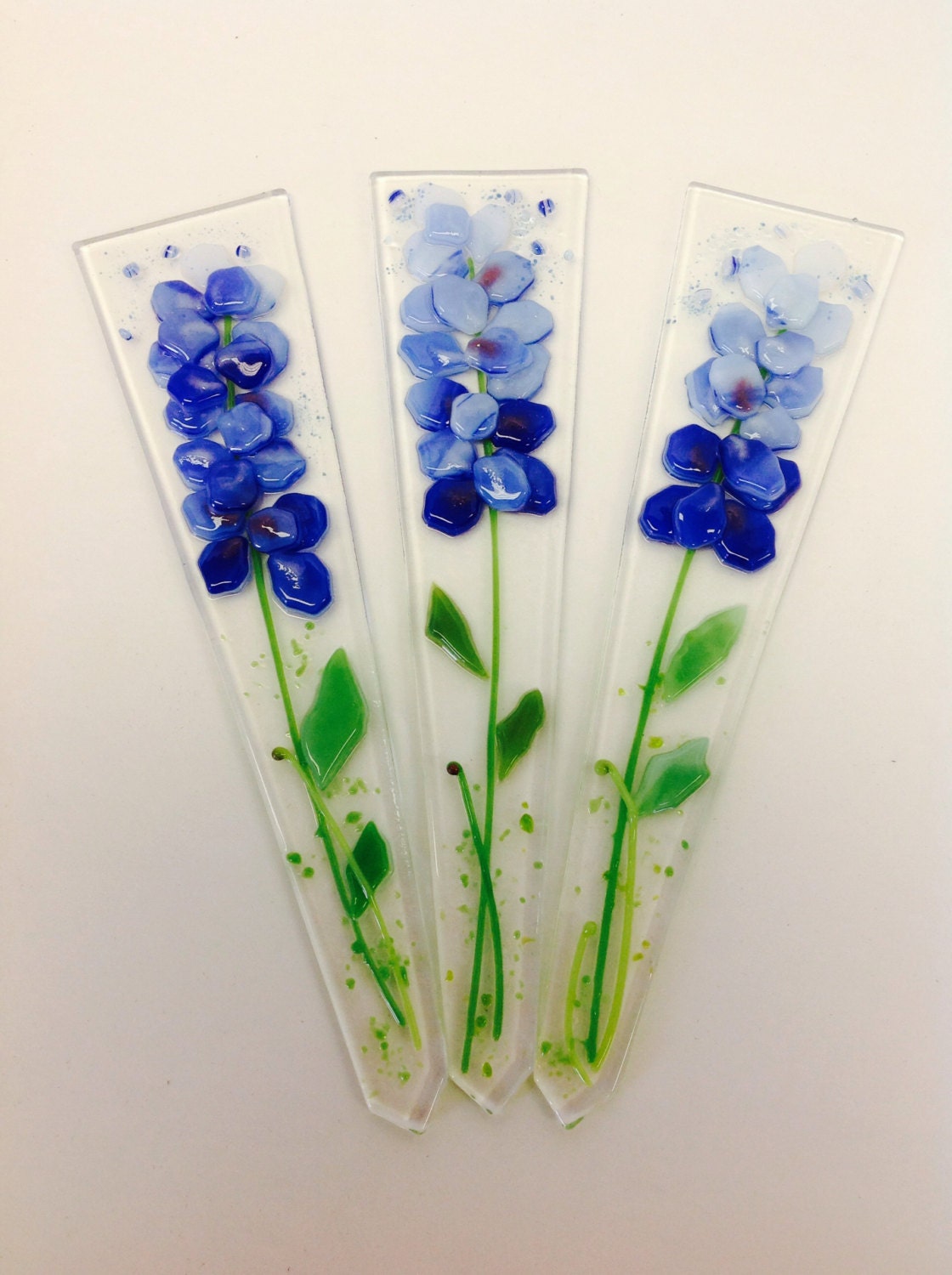 Fused Glass Plant Stakes and Garden Stakes Blue Bonnet