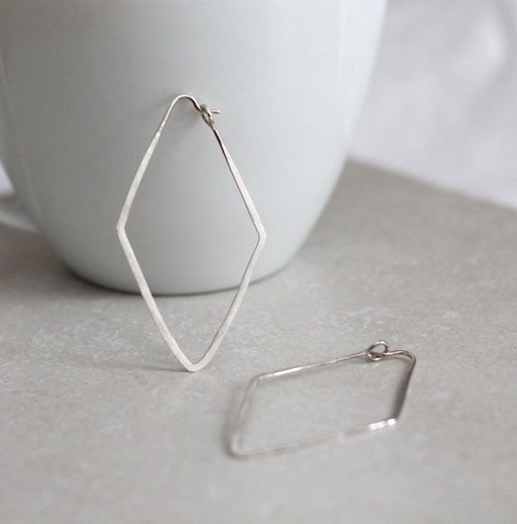Recycled Sterling Silver Geometric Hoop Earrings by ZhivanaDesigns