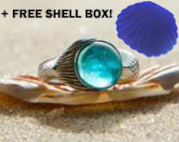 Bague Lunaire Les Sirenes De Mako Gravé personnalisé The Real Mako sirène bague en argent
