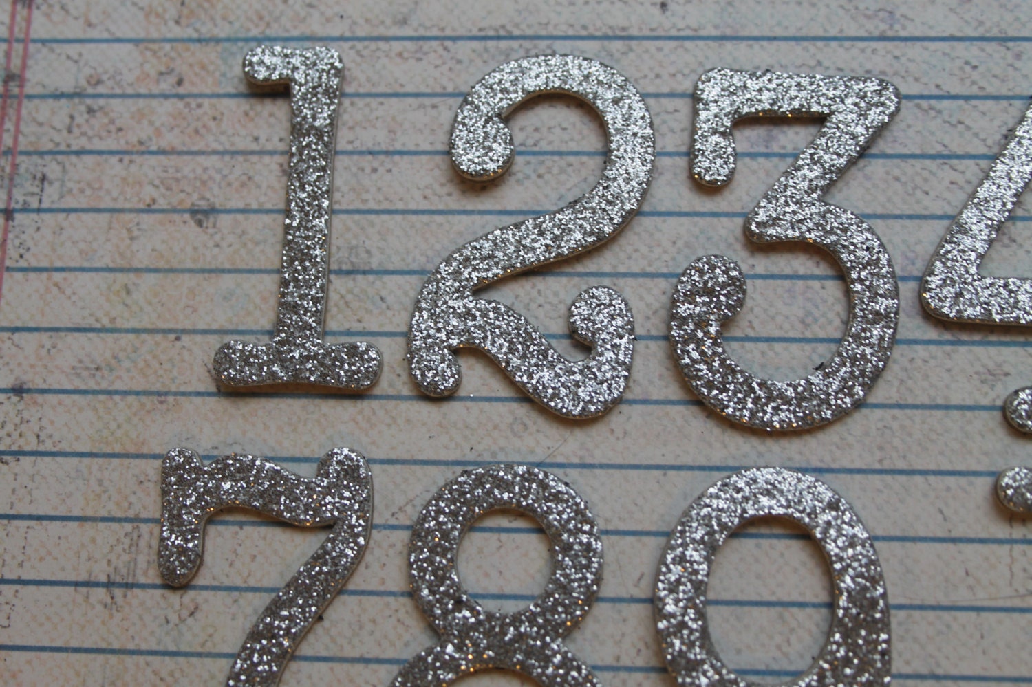 Numbers 1-18 Self Adhesive silver glitter 1 3/4 inch by studioCee