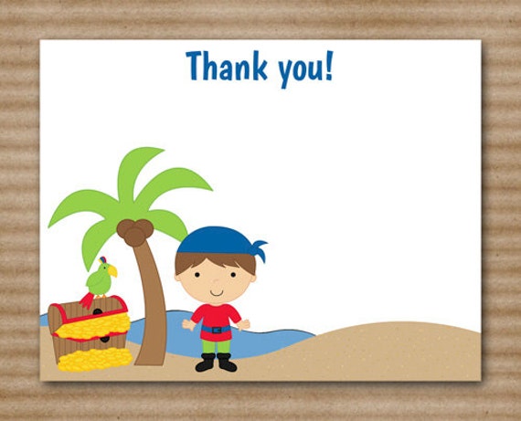 PRINTABLE Pirate Thank You Cards Boy Ship By PaperHouseDesigns