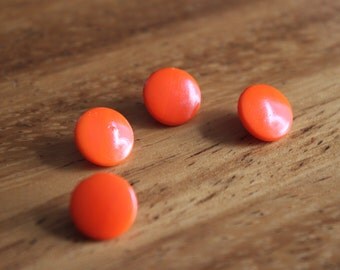 Orange Glass Buttons - Four/ 1930s Buttons / 1940s Buttons / Vintage Glass Buttons / Vintage Sewing Notions / Vintage Supplies