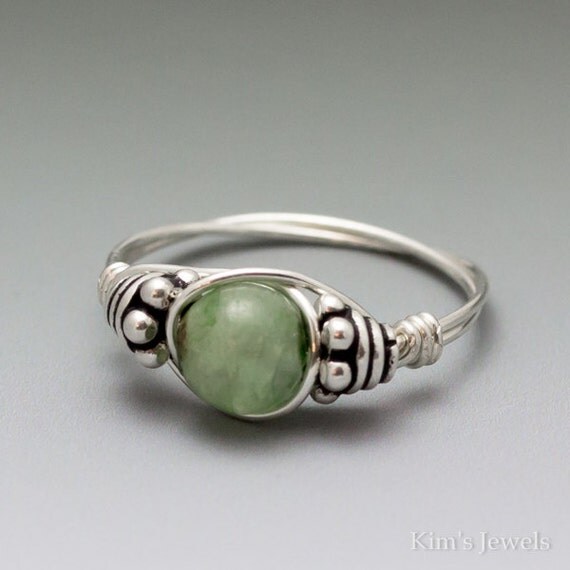 Green Kyanite Bali Sterling Silver Wire Wrapped Ring ANY size