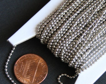 10ft of antique silver plated ball chain 1.5mm ball