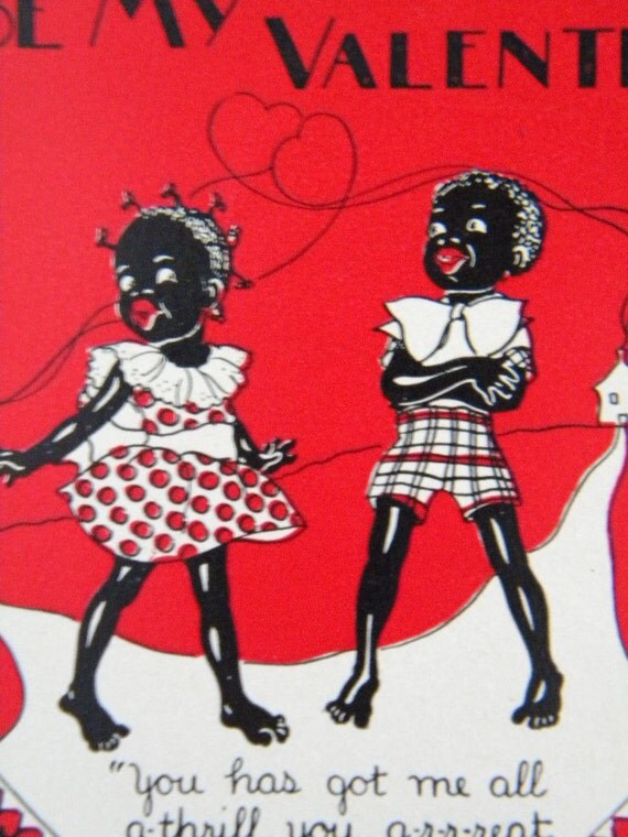 Vintage Black Americana Valentine'S Day Card By Songbirdsalvation