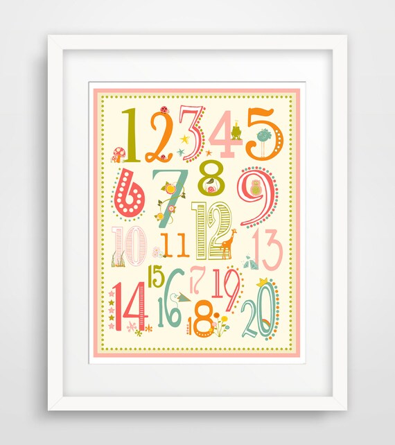 Items similar to Children's Wall Art / Nursery Decor Number Poster ...