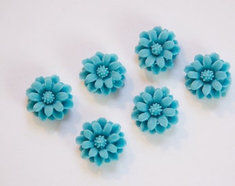 Vintage Style Matte Blue Flower Cabochon 12mm cab596G