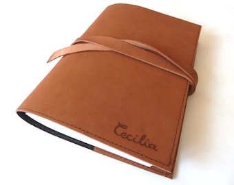 Personalised Leather Journal Refillable, Dark Brown