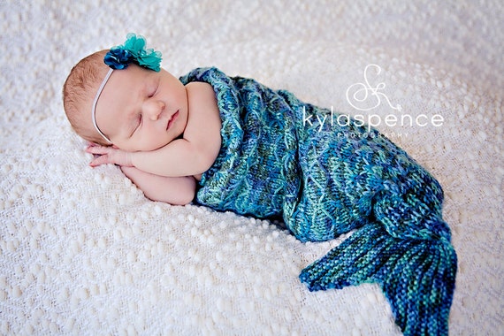 Mermaid Tail Cocoon Knitting Pattern -- Charming Newborn Photo Prop -- PDF Number 115 -- INSTANT DOWNLOAD -- 16,000 patterns sold
