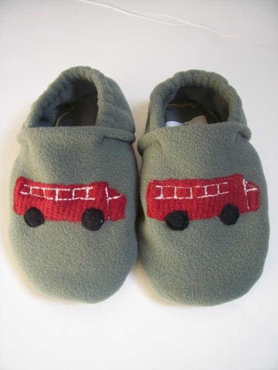 Custom Fire Truck Slippers with Grip Tight Soles Polartec