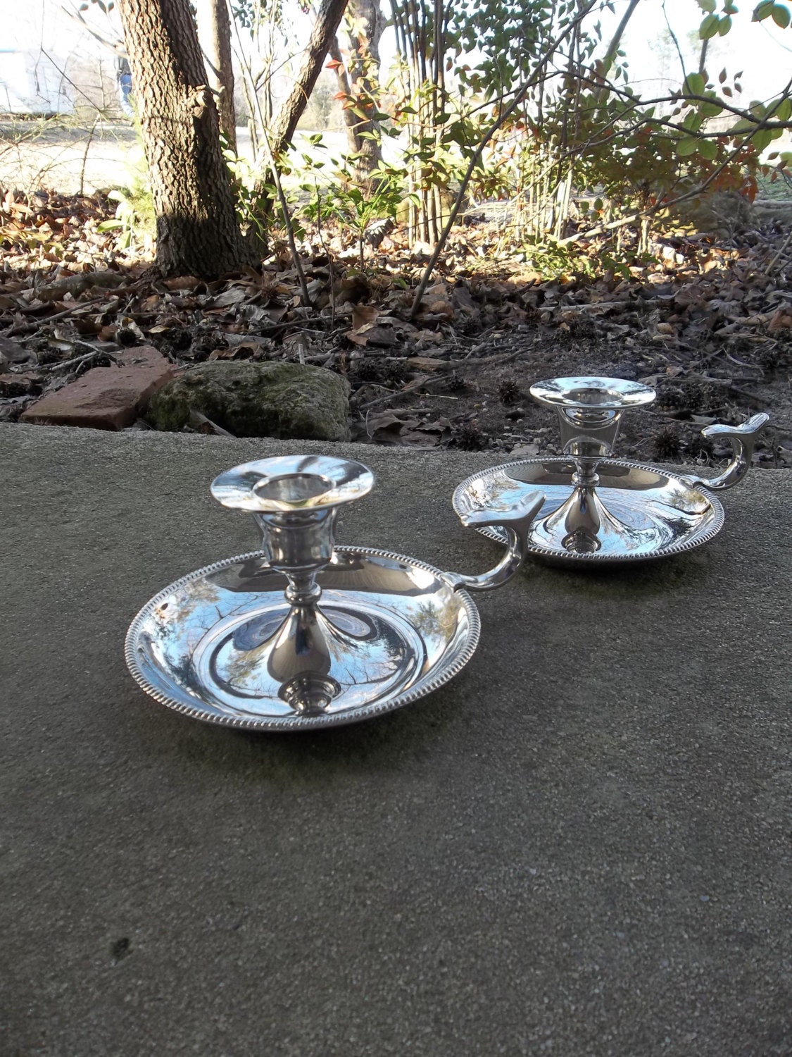 Antique Silver Candle Holders Vintage Silver Plate Finger
