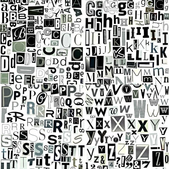 printable digital alphabet black white grey series a to z