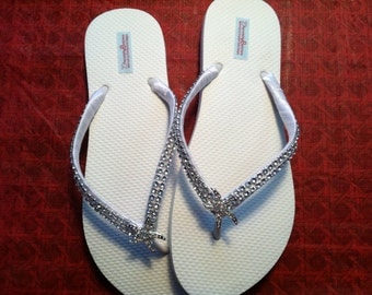 Deluxe Beach Bride Flip Flops with Starfish by DreamingBabies
