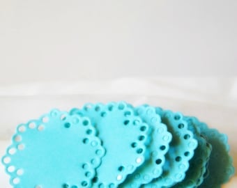 Aqua Blue Doily Envelope Seals | Doily Paper Stickers for Engagement or Invitation Seals | Aqua Blue Doily Embellishments