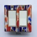 Stained Glass Switchplate - Double Light Switch Plate - Royal Blue and Orange 5031