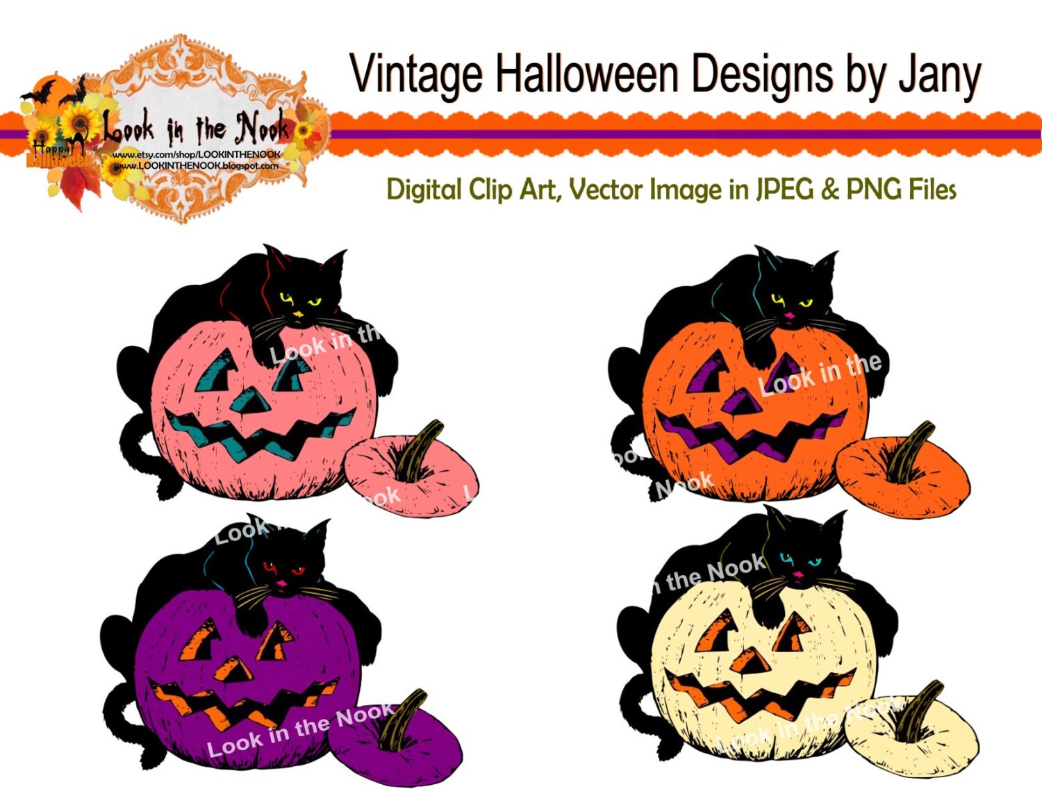 Download Digital Graphics Vintage HALLOWEEN Designs, Trick or Treat ...