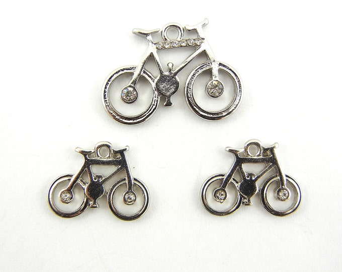 Set of Silver-tone Bicycle Pendant and Charms