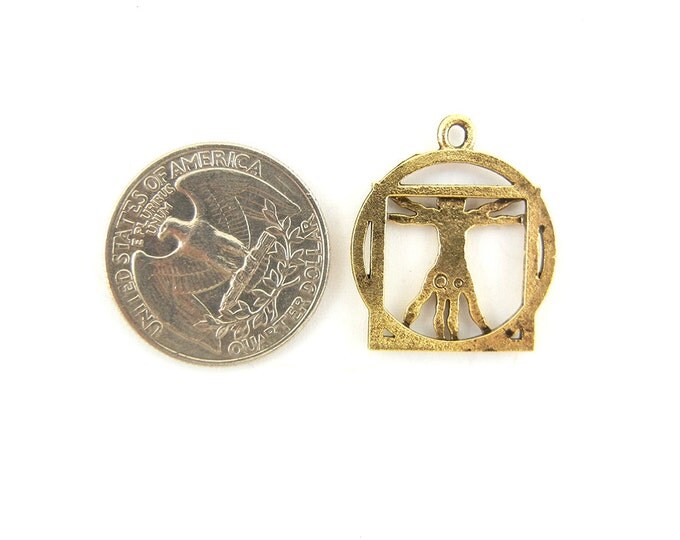 Leonardo da Vinci Vitruvian Man Charm Gold-tone Pewter ART